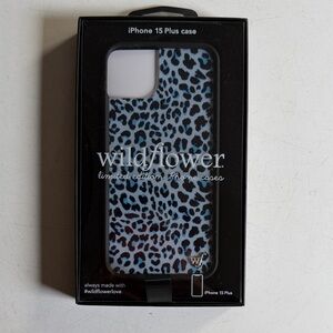 Wildflower Blue Leopard Print iPhone 15 Plus Case